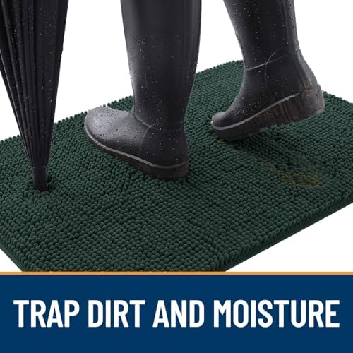 OLANLY Dog Door Mat for Muddy Paws 48x30, Super Absorbent Chenille Mud Mat