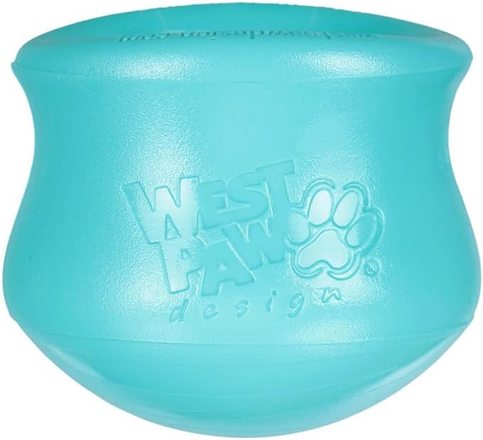 WEST PAW Zogoflex Toppl Interactive Treat Dispensing Puzzle Dog Toy for Mental Stimulation & Enrichment-Holds Kibble & Treats-Lickable, Freezable & Dishwasher Safe-Made in USA-Small-Teal