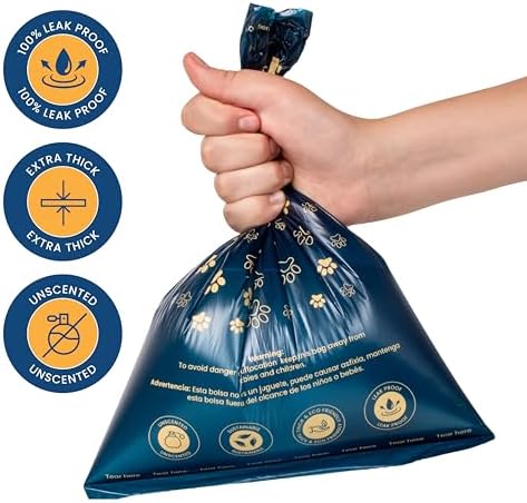 LOVING Paws Premium Dog Waste Bags – 350 Extra-Thick, Leak-Proof & Durable Poop Bags with Dispenser & Leash Clip – Unscented, Easy-Tear, Heavy-Duty Pet Waste Bags for All Dog Sizes