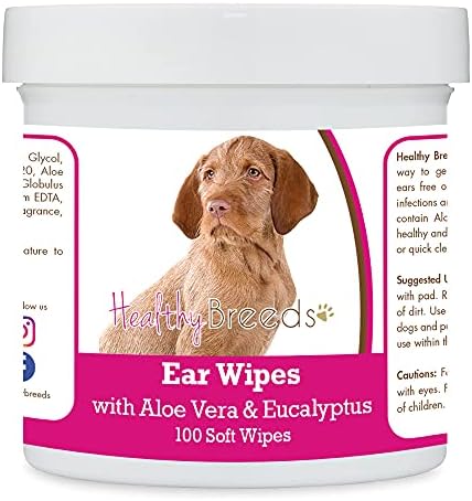 Healthy Breeds Wirehaired Vizsla Ear Cleaning Wipes with Aloe & Eucalyptus for Dogs 100 Count