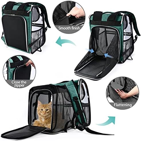 BAGLHER Expandable Pet Carrier Backpack，Pet Bubble Backpack for Small Cats Puppies Dogs Bunny, Airline-Approved Ventilate Transparent Capsule Backpack for Travel, Hiking and Outdoor Use. Green