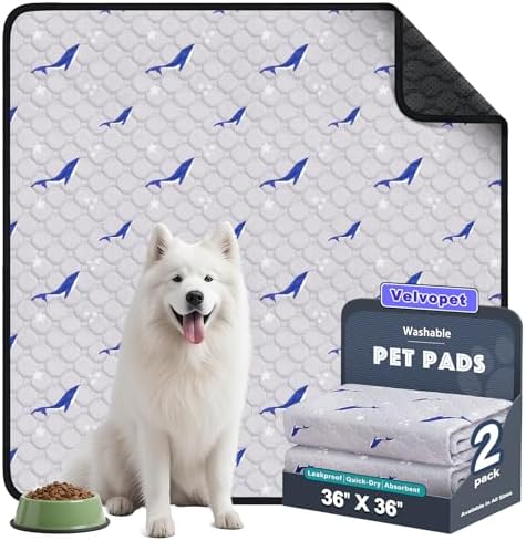 Washable Pee Pads for Dogs, 2 Pack Puppy Pads, Super Absorbent & Leakproof with Anti-Slip Bottom for Dog Training, Crates, Car, Pet Pee Pads, and Furniture Protection, 36"x36"