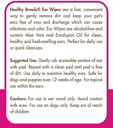 Healthy Breeds Ibizan Hound Ear Cleaning Wipes with Aloe & Eucalyptus for Dogs 100 Count