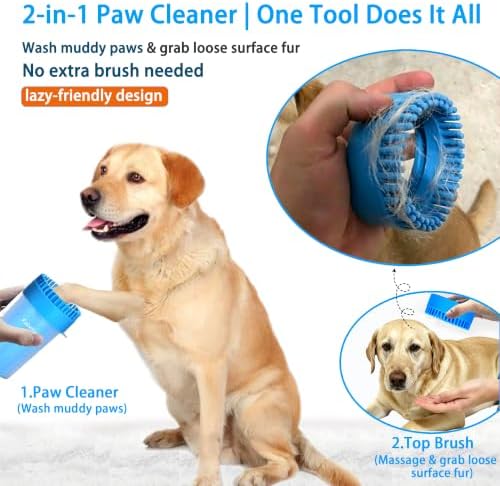 Dog Paw Cleaner Cup with Detachable Top Brush for Small-Medium Dogs