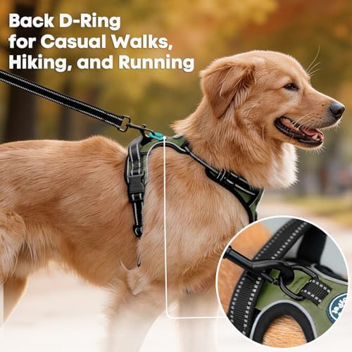 PoyPet No Pull Dog Harness Large, Reflective Vest with Front Clip & Handle