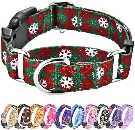 Hikiko Martingale Collar for Dogs with Christmas Pattern,Adjustable,M