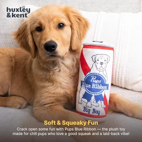 Huxley & Kent Power Plush Squeaky Dog Toy, Pups Belly Rubbin, Small