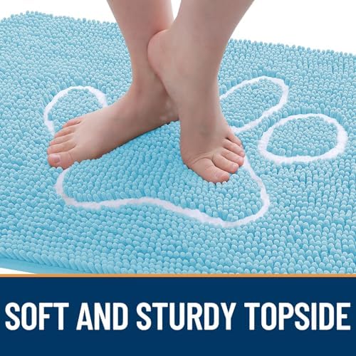OLANLY Dog Door Mat for Muddy Paws 48x30, Paw Print Design Chenille Mud Mat