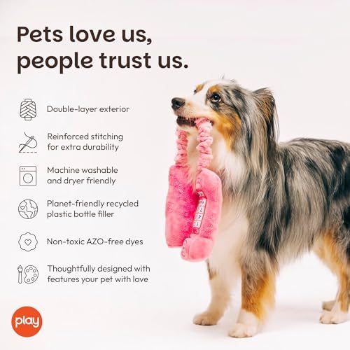 P.L.A.Y. Cute Plush Dog Toys - 1980s Classics Themed Durable Squeaker Chew Toy, Great for Puppies & Small, Medium, Large Dogs - Machine Washable, Recycled Materials (Paw Talk Pink Corded Telephone)