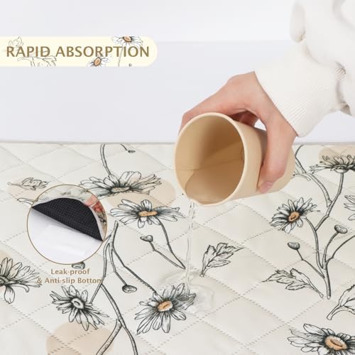 IEUUMLER Washable Pee Pads for Dogs, 2 Pack Non-Slip & Waterproof Pack Whelping Pad, Reusable Washable Puppy Potty Training Pad with Fast Absorbent for Playpen EU007 (Beige Daisy, 36"X48"-2pcs)