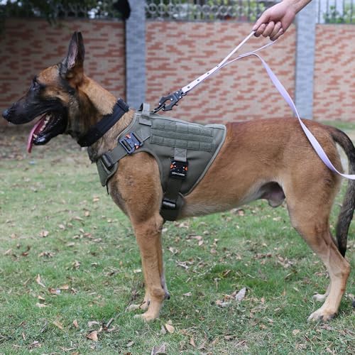 ICEFANG Tactical Dog Harness for X-Large Dogs,Full Metal Buckles Dog Vest