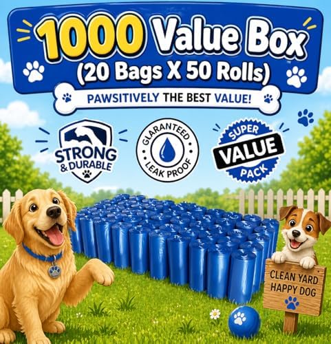 Pet Waste Disposal Bags 1000 Dog Poop EZ Pick Up Bag Blue