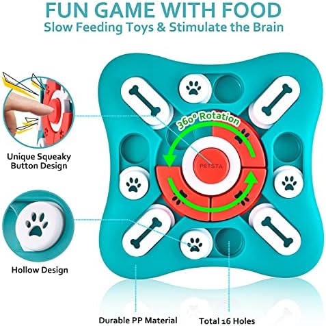 PETSTA Dog Puzzle Toys, Treat Dispensing Dog Enrichment Toys for IQ Training and Brain Stimulation, Interactive Mentally Stimulating Toys as Gifts for Puppies, Cats, Dogs
