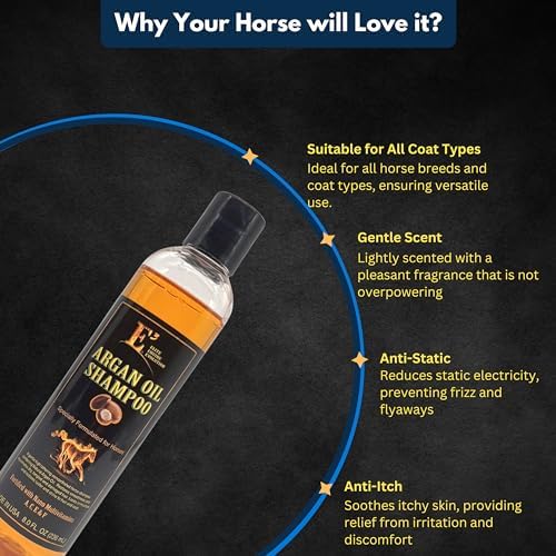E3 Argan Oil Shampoo - Luxurious Pet Grooming Solution for Nourished & Rejuvenated Coat - Enriched with Hydrating Argan Oil for Lustrous Shine - Ideal for Horses - Deep Conditioning (8 fl oz), Brown