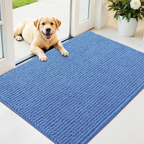 OLANLY Dog Door Mat for Muddy Paws 44x32, Extra Absorbent Chenille Mud Mat