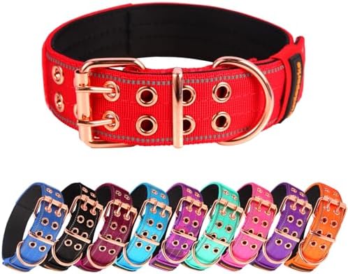 Heavy Duty Dog Collar for Medium Large Dogs,Red,Large