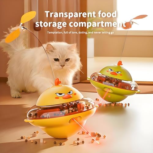 Interactive Cat Toy for Indoor Cats with Laser, Feather&Treat Dispenser