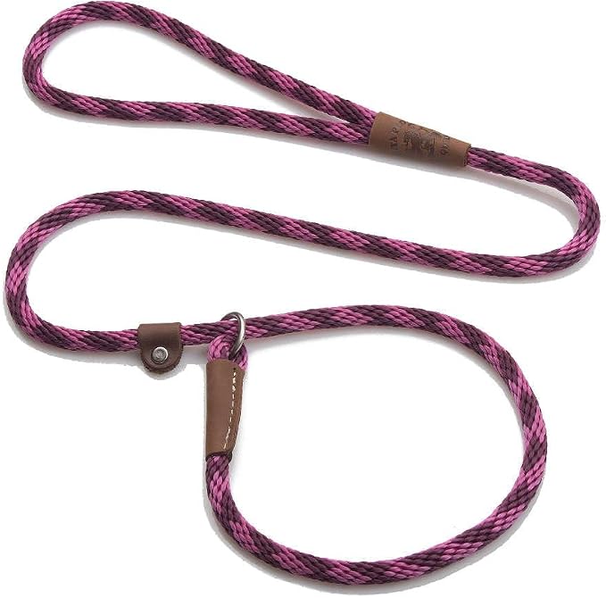 Mendota Pet Slip Leash - Dog Lead and Collar Combo - Made in The USA - Ruby, 3/8 in x 6 ft - for Small/Medium Breeds