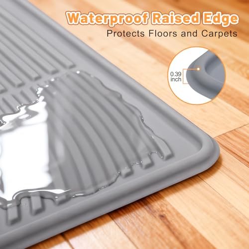 Cat Litter Mat Litter Trapping Mat, 40" x 28" Silicone Litter Box Mat Large, Non-Slip Cat Mat for Litter Boxs, Easy Clean Pet Food Mats for Floor Waterproof Silicone Cat Box Mat