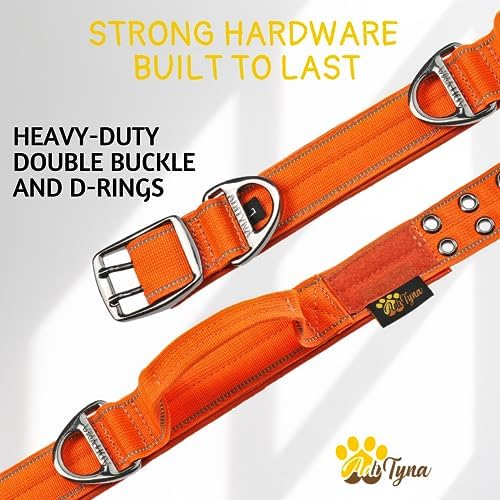 ADITYNA Heavy Duty Dog Collar for Large Dogs with Traffic Handle
