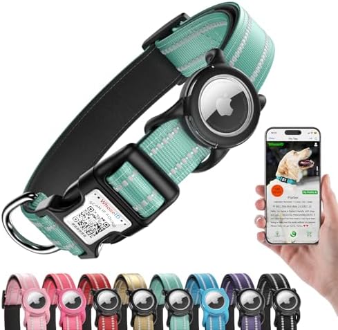 Airtag Dog Collar for Small Dogs, Reflective Dog Collar with Airtag Holder