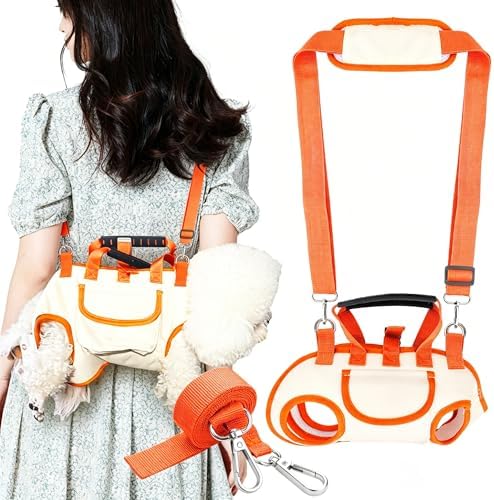 YAODHAOD Hands Free Dog Backpack Carrier for Small Dogs, Breathable Pet Carrier with Adjustable Straps,Portable Shoulder Carrier Sling Backpack for Hiking, Camping, Walking, Cycling (Orange, L)