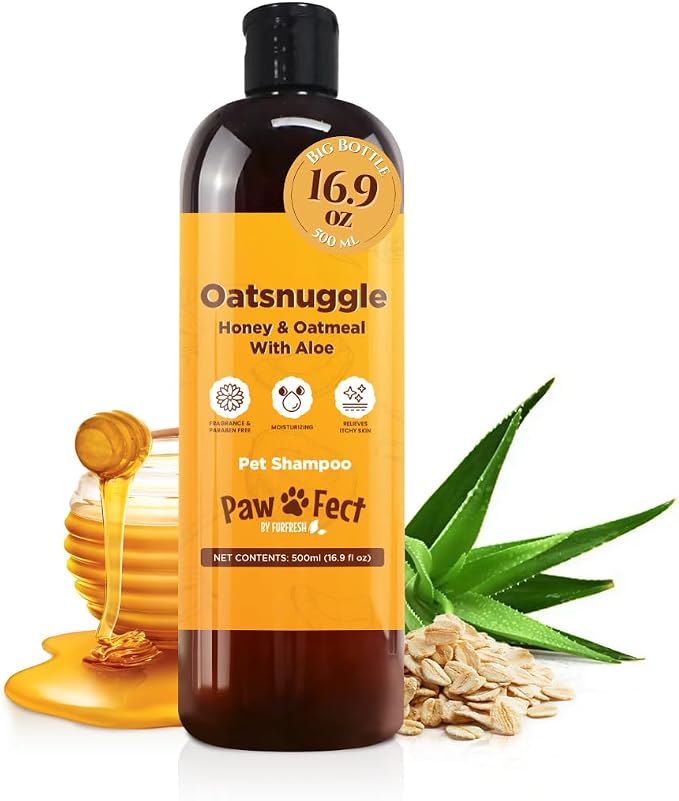 Pawfect Honey & Oatmeal Pet Shampoo, Grooming Shampoo for Dogs, Cats & Pets | A Canadian Company, Improved Formula with Zinc & Aloe, Moisturizing Shampoo for Sensitive Skin, Dry Skin Comfort, 16.9 Oz