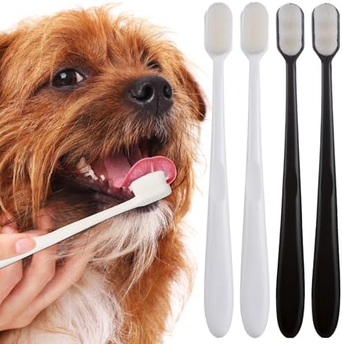 4 Pack Super Soft Dog Toothbrush for Small to Large Dogs Tooth Brushing Designed for Cat Dog Teeth Cleaning & Protecting Pet Dental Convenient Care Puppy Tooth Brush Kit