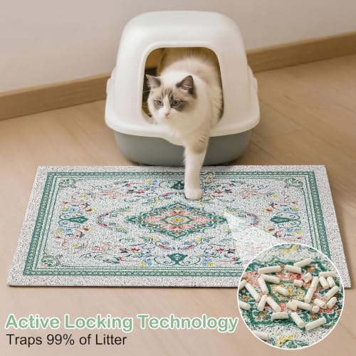 Glittme Cat Litter Mat, 40"x30" Non-Slip Washable Trapping Mat for Cats
