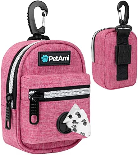 PetAmi Dog Poop Bag Holder for Leash, Waste Bag Dispenser Pet Pouch, Pink