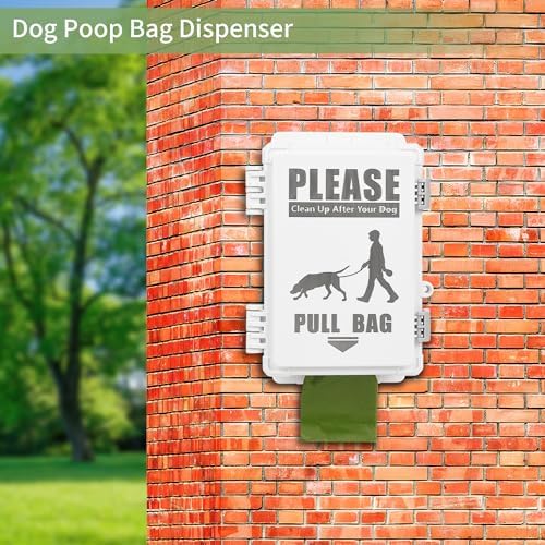 Dog Poop Bag Dispenser, Waterproof Outdoor Dog Bag Dispenser Holds Up to 8 Rolls of Waste bags, Outdoor Wall, Stake, Pole, Fence Mounted (dispenser+8rolls+lock)