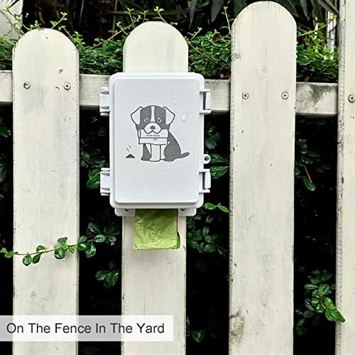 Dog Poop Bag Dispenser Wall Mounted Outside or Inside Pet Waste Bags Holder Waterproof Screw-on or Strap-on Doggy Pickup Rolls Storage Station for Home, Backyard, Porch, Patio(white,dispenser only)