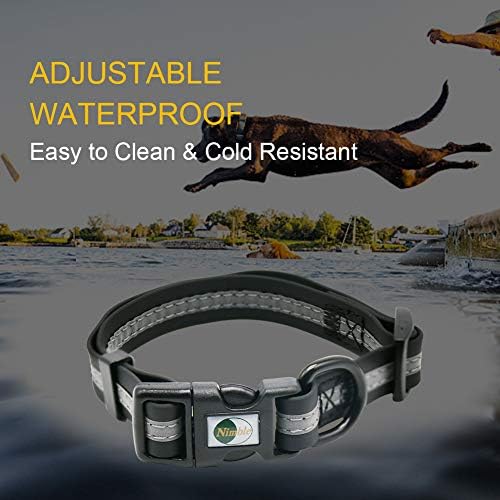 Nimble Reflective Waterproof Dog Collar Adjustable Odor Resistant Easy Clean Pet Collar for Small Medium Large Dogs Night Walking Outdoor Rainy Use (Small (9.45”-14.17”inches), Black)