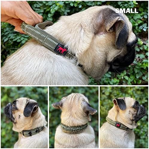 Tuff Pupper Heavy Duty Dog Collar with Handle | Ballistic Nylon Heavy Duty Collar | Padded Reflective Dog Collar with Adjustable Stainless Steel Hardware | Convenient Sizing for All Breeds