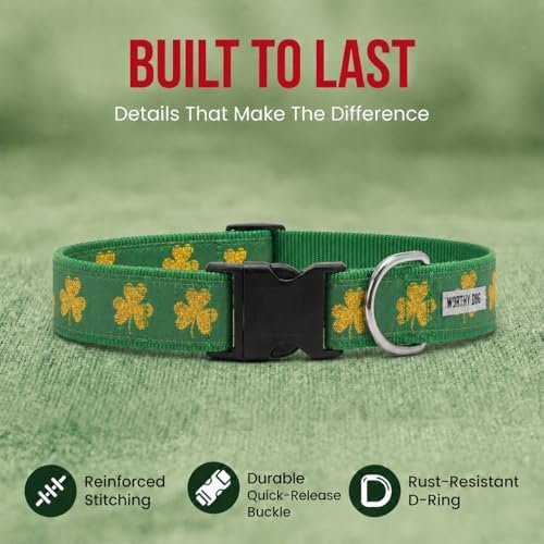 THE WORTHY DOG Summer Print, Adjustable Dog Collar,Medium Dogs, Good Luck