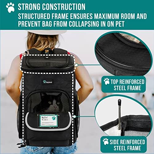 PetAmi Dog Backpack Carrier, Airline Approved 4-Way Entry Cat Bag, Black
