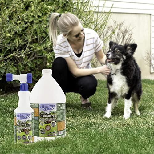 Absolutely Clean Amazing Outdoor Deodorizer odor eliminator Natural Enzyme Just Spray & Walk Away Grass, AstroTurf, Dog Runs, Patios, Decks, Fence & More Vet Approved - odor eliminator for strong odor