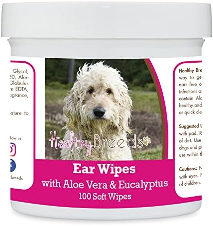Healthy Breeds Goldendoodle, White, Ear Cleaning Wipes with Aloe & Eucalyptus for Dogs 100 Count