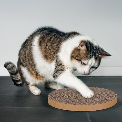 Scratch and Spin Cat Scratcher Replacement Pads for Active Play, Natural Recycled Corrugated Cardboard, Supports Pet Behaviors, Relieves Stress - 3 Count