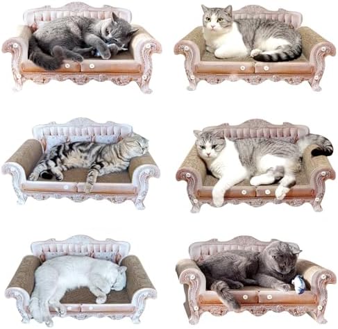 miwoowim Royal Cat Scratcher Sofa & Box, Durable Cardboard Furniture Guard