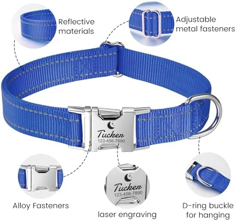 Silent Dog Collar Personalized with Name Phone Number Laser Engraved