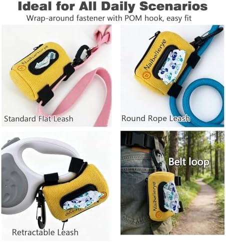Dog Poop Bag Holder for Leashes doggie bag holder (Yellow)