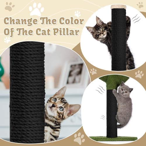 Natural Sisal Cat Rope for Posts, 1/4in ×164ft, Black