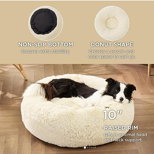 Bedsure Calming Dog Beds Large Sized Dog Donut Washable Pet Bed,36ins