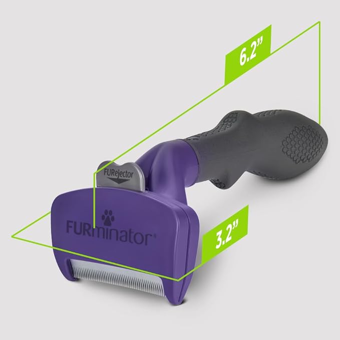 FURminator Medium to Large Cat deShedding Tool for Short Hair | Reduces Loose Hair From Shedding, Easy Clean-Up, For Cats Over 10 lbs, Use Weekly, Ergonomic Handle For Comfort