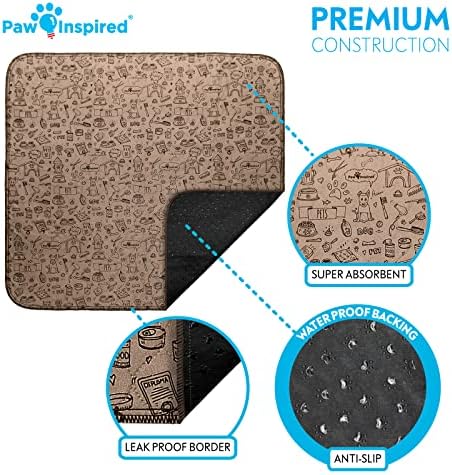 Paw Inspired Washable Pee Pads for Dogs | Reusable Puppy Pads | Waterproof Whelping Pads | Washable Training Pet Pads, Washable Potty Pads Extra Large Sizes (Classic, 32x30" - pattern (2 pack))
