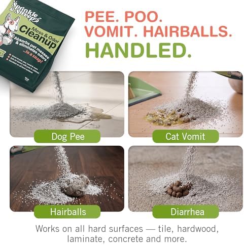 Sprinkle & Sweep: Pet Mess & Odor Cleanup Bundle - 15oz Bag, Dustpan Broom, 24oz Enzyme Stain Spray - Dog Accident Clumping Powder & Spot Treatment