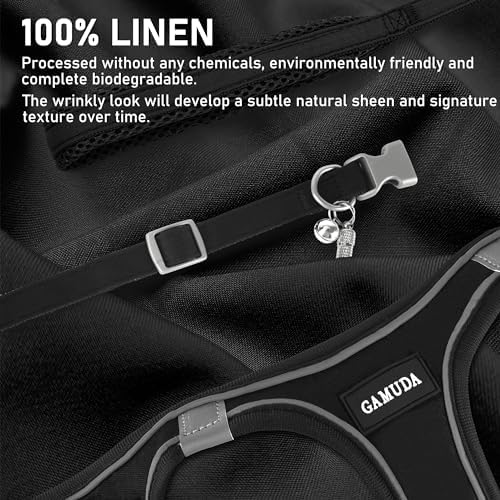 GAMUDA Small Dog Harness Collar and Leash Set, Step in No Chock No Pull Hemp Fabric Soft Mesh Dog Vest Harnesses Reflective for Dogs Puppy and Cats Outdoor Training and Running (Black, S)