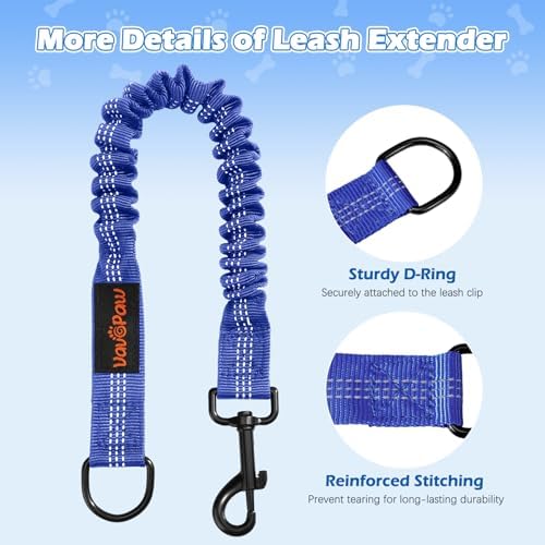 VavoPaw Bungee Dog Leash Extender, Retractable for Large Dogs, 2 Pack