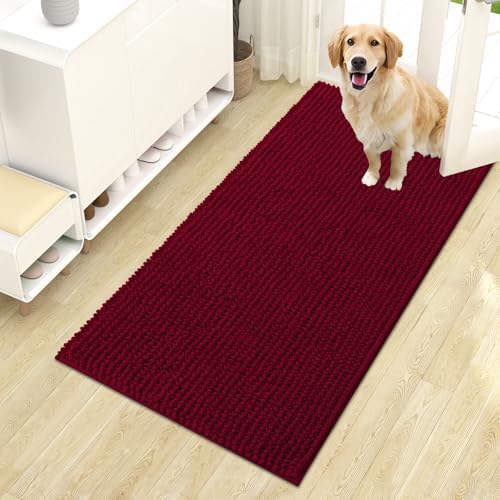 OLANLY Dog Door Mat for Muddy Paws 44x24, Extra Absorbent Chenille Mud Mat
